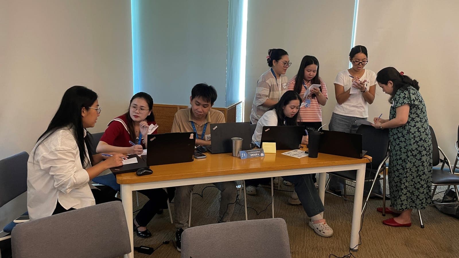 Small-group data analysis exercise during the training