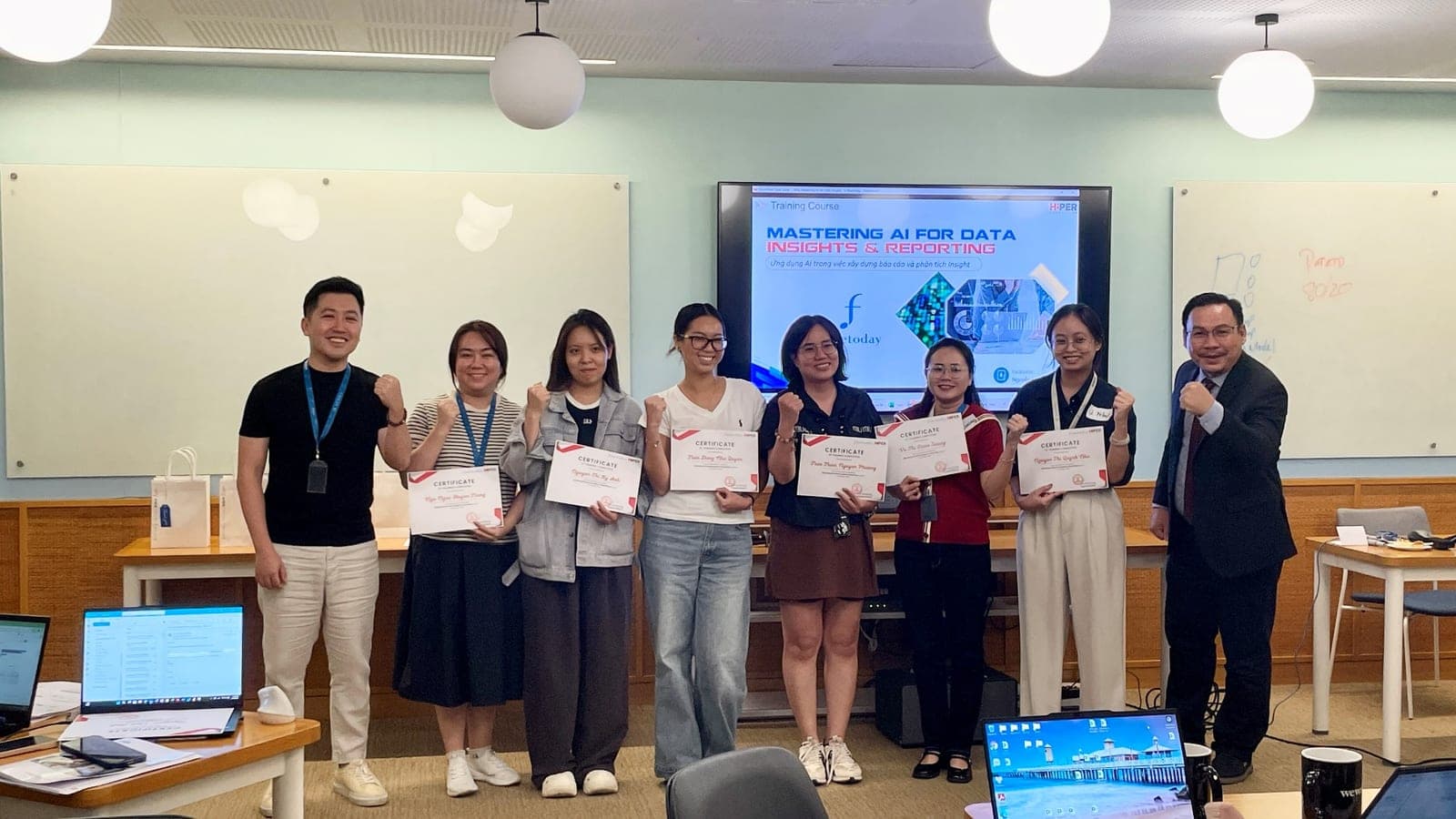 Certificate presentation at the Data to Business Insights training